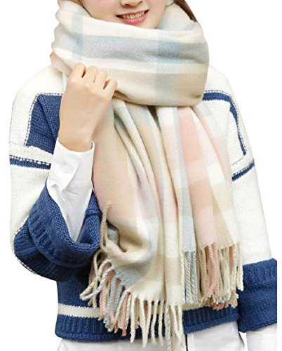 Tuopuda Damen Schal Kariert Pashmina XXL Stolen übergroßer Herbstschal Winterschal Karo Tartan Schultertuch Plaid Deckenschal Modeschal Weicher Warmer Oversized Fransen Poncho, O, Einheitsgröße