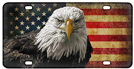 TOADDMOS Blauadler USA-Flagge Nummernschild, Grunge amerikanische Flaggen, dekoratives Autoschild für Auto, LKW, 15,2 x 30,5 cm