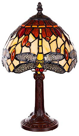 Lampe im Tiffany-Stil 8 Zoll Libelle, edel, Rose Dekorationslampe, Tiffany Stil, Glaslampe, Leuchte,Tischlampe, Tischleuchte (Tiff 157)