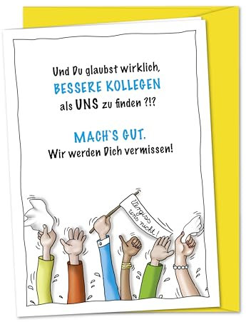Lustige XXL Karte zum Abschied von Kollege oder Kollegin bei Wechsel von Firma, Unternehmen, Abteilung, Job, freche Abschiedskarte, Verabschiedungskarte - Grußkarte inkl. Umschlag (DIN A4)
