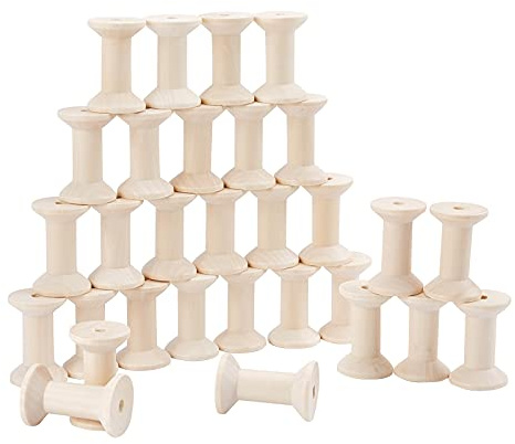 PH PandaHall 30pz Bobina Vuota Legno Bobina Vuota per Corda, Bobine di Filo Vuote Bobine di Legno Artigianali per Filo da Ricamo Macchine da Cucire Cucito Artigianato, 47x31mm