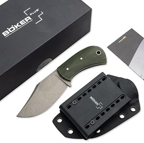 Böker Plus feststehendes Messer Mad Man - robustes Gebrauchsmesser für den härteren Einsatz - Griffschalen aus rutschfestem Micarta liegen bei Nässe sicher in der Hand