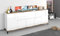 Dmora - Buffet Vittorio, Buffet de Cuisine avec 6 Portes, Buffet de Salon, 100% Made in Italy, 200x40h82 cm, Blanc Brillant et érable