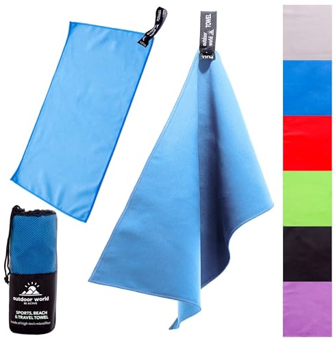 Outdoor World Travel Mikrofaser-Handtuch, schnell trocknend, kompakt, Ultraleicht, hohe Absorption, Badetuch zum Schwimmen, Wandern, Camping, Yoga, Fitnessstudio 140 x 70cm (Ozeanblau, Mittel)