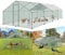 LARS360 Freilaufgehege Hühnerstall 3 x 8 x 2m Außenzaun Hühnerstall mit Schloss Hühnerhaus Verzinkter Stahlrahmen Beschichtetes PE-Schattendach für Hühner Geflügelstall Vogelkäfig Kleintiere