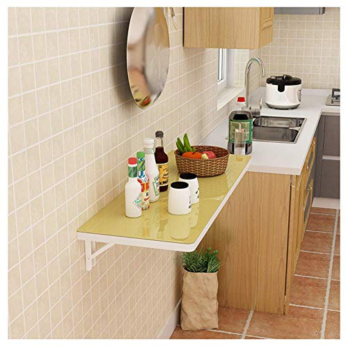 LEOSXA Hochbelastbarer, klappbarer, an der Wand befestigter Tisch, gehärteter Glastisch, unsichtbarer Esstisch, Computer-Esstisch, tragender Schreibtisch, 80 kg
