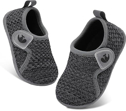 FEETCITY Baby First Walking Shoes Boys Girls Toddler Sneakers Anti-Slip Newborn Crib Shoes Dark Grey