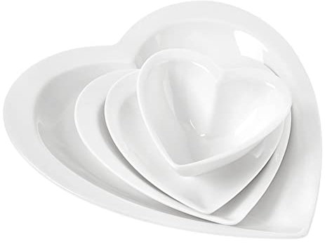 Garneck Set Di Piatti Heart Dishes Collezione Di Ciotole in Ceramica Da 4 Pezzi Per Servizio Di Antipasti E Spuntini Per Insalata
