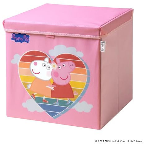 LIFENEY meets Peppa Wutz Aufbewahrungsbox mit Deckel für Kinder – Box mit Peppa Pig Motiv zur Aufbewahrung von Spielzeug – 33 x 33 x 33 cm passend für klassische Würfelregale