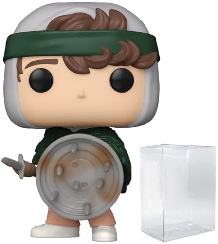 POP Stranger Things – Hunter Dustin Henderson mit Speer und Schild Funko Vinyl-Figur (Bundled with Compatible Box Protector Case), Mehrfarbig, 9,5 cm