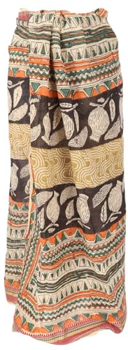 GURU SHOP Leichter Pareo Schal, handbedrucktes Baumwolltuch, Lungi | Traditioneller Blockdruck, vielseitig verwendbar, Unisex, leicht zu reinigen, Webbordüre, einzigartiges Design