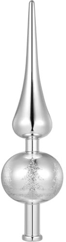 STOBOK Handbemalte Weihnachtsbaumspitze Einzigartige Weihnachtsbaumspitze Handgefertigt Mundgeblasene Weihnachtsbaumspitze Aus Kunststoff (Silber)