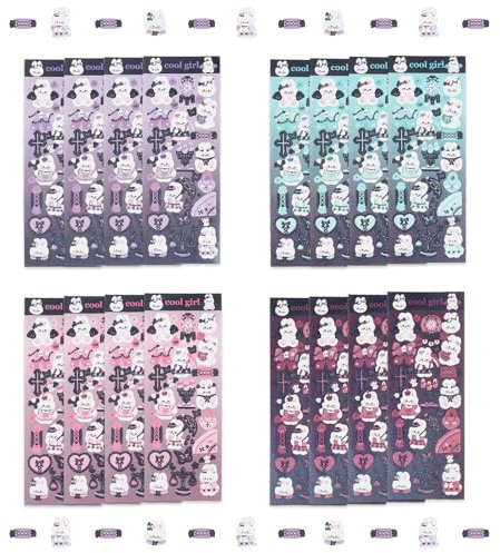 NICENEEDED 16 Blatt Süße Koreanische Aufkleber, Kaninchen-Koreanische Deko-Aufkleber, Gothic Fairy Tales Kpop Potocard Aufkleber Bunte Selbstklebende Aufkleber