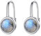 POPLYKE Labradorit-Ohrringe für Frauen 925 Sterling Silber Kreis Leverback Schmuck Geschenk für Mädchen (Labradorit-Kreis)
