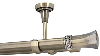 HDTL Gardinenstange Vorhangstange 25/19mm 2-läufig Deckenmontage Messing Antik 200 cm Echo