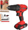 Electric Cordless Drill Driver, 2700RPM Electric Power Impact Drill Tool with 29 Pieces Accessories, 3/8'' Chuck Impact Drill Kit with 1.3Ah Li-ion Battery with Fast Charger - Red