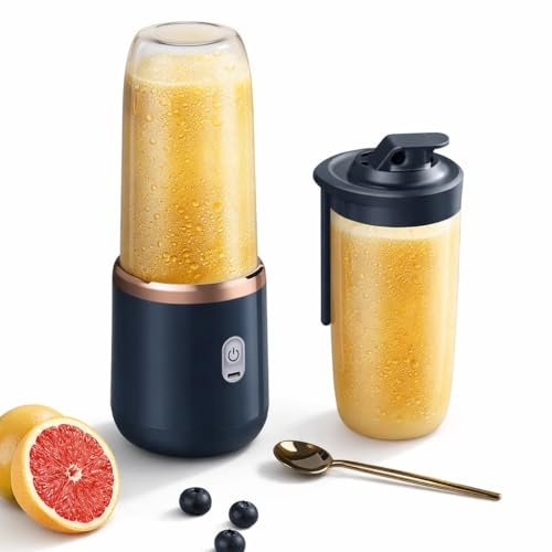 Licuadora Portátil USB 400ml 6 Cuchillas 22.000 RPM Batidora Personal para Frutas y Verduras Batería 1500mAh Material PCTG Azul