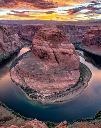 Puzzle 1000 Teile,Geschicklichkeitsspiel für die ganze Familie, Schlucht, Fluss, Hufeisen, Biegung 70x50cm