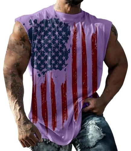 US-Flaggen-Tanktop für Herren, 4. Juli-Shirt, patriotische USA, ärmellose grafische Muskelshirts, Sommer-Workout, Fitnessstudio, lustige Tanks Arme Uhren Männer