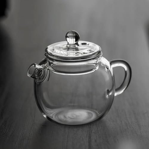 TPIONEER Mini théière en Verre Transparent à Haute teneur en Borosilicate pour Boissons Chaudes, théière pour Une Personne, Utilisation du thé Kung Fu pour la Maison, Le Bureau, Le café