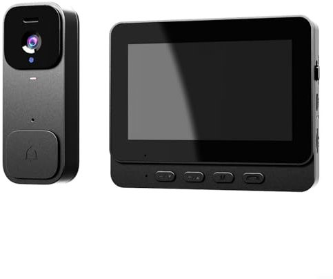 HOHOVYVY Door Intercom with Camera, 4.3 Inch Smart Video Doorbell Home with Display Wireless Intercom HD Video Monitor (Black)