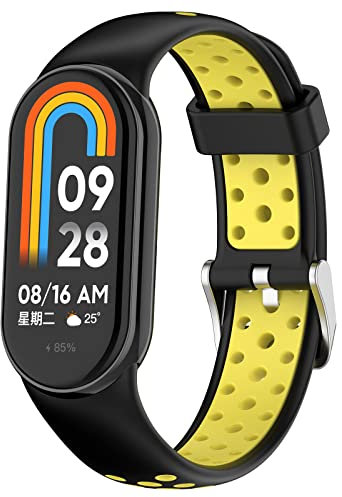 xhKJO Correas de Reloj para Xiaomi Mi Band 9 /Mi Band 8,Bandas Correa Armband Correas Reloj Silicona Bracelet Recambio Brazalete Strap Wristband para Xiaomi Mi Band 9 NFC/Band 8 NFC (naranja negro)