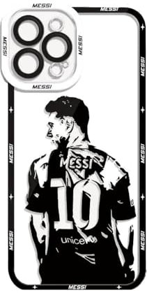 EZB Schutzhülle für iPhone 11 Pro mit Lionel Messi-Motiv, Schwarz und Weiß, transparent, flexibel, stoßdämpfend, coole Handyhülle, Messi-Shirt 10