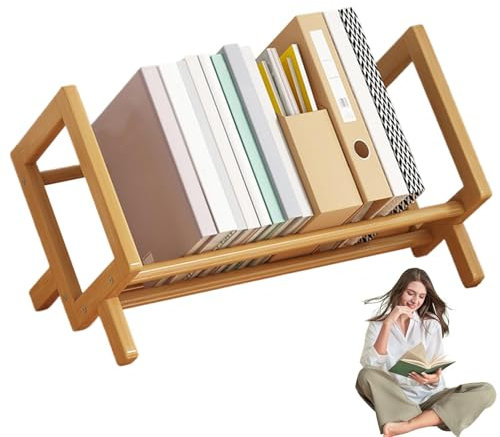 Birtern Desk Bookshelf, Book Storage Shelf, Desktop Book Holder Organizer, Tabletop Book Storage Rack, Tilting Bookcase for Books CDs