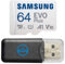 Samsung 64GB EVO Plus Micro SDXC Memory Card for Action Camera Compatible with GoPro Hero (2024), Hero 13 Black (MB-MC64SA) U3 C10 V30 Bundle with 1 Everything But Stromboli SD & MicroSD Card Reader