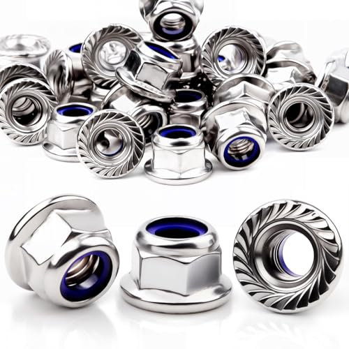 Mbsomnus M10 Mutter, 15 Stück Flanschmuttern M10 DIN 6926 Sechskantmuttern mit Sperrverzahnung Selbstsichernd Sechskant Muttern Edelstahl A2 V2A Regelgewinde Stopmuttern Klemmmutter Sicherungsmuttern