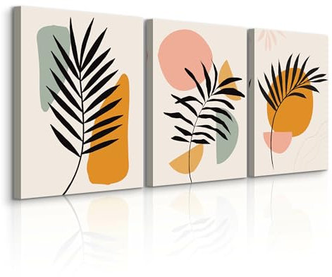 Muralo - Wandbilder Set - Leinwand Bilder Set Aufhängefertig - Bilder für Wohnzimmer Schlafzimmer - Moderne Wanddeko - Boho-Abstraktion Muster - 3 Bilder 30 x 40 cm