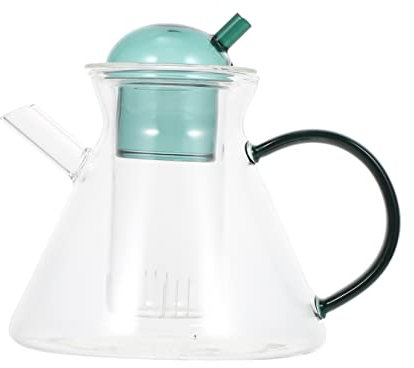 Cabilock Glas-teekanne mit Blumenmuster Schlichter Glasbehälter Praktische Teekanne aus Glas für Tee und Kaffee Grün