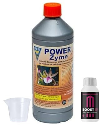 GROWMANIA HESI Power Zyme + Boost Up Nutrients Probe + Messbecher | Flüssigdünger für Blumen Pflanzen und Kulturen | Wachstumsstimulation