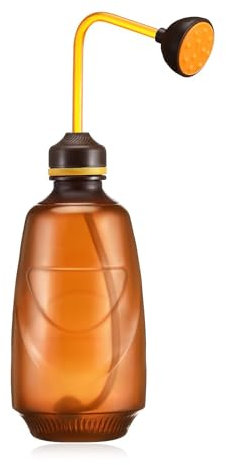 Klein Gießbrause Ballbrause, 450ml Gießkanne Zimmerpflanzen, Mini Gießkanne, Handdruck Bonsai Gießkanne, Kann Invertiert Werden Bewässerung, für Kleine Pflanzen Stecklinge Blumen Setzlinge (Braun)