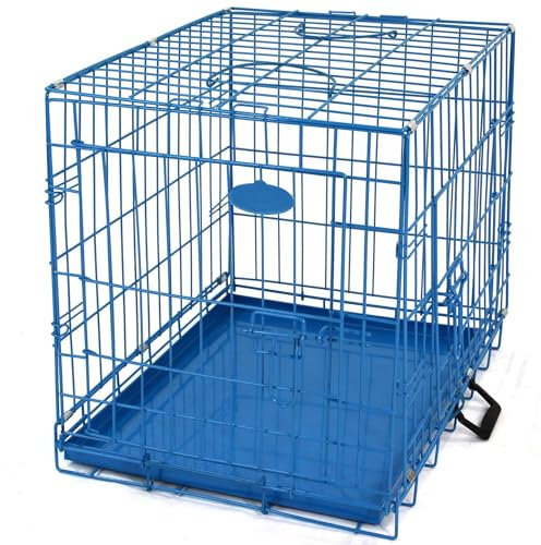Actiaspet - Foldable Metal Dog Cage with Removable Tray (Blue, 36 Inch)