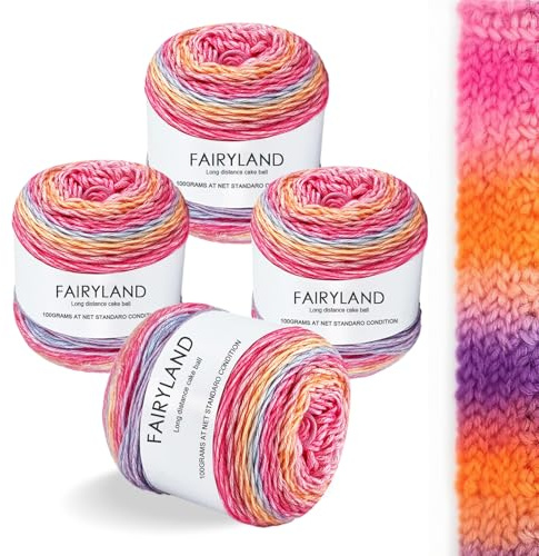 bechoanigel Farbverlaufsgarn, 400g (4x100g) Wolle Farbverlauf Super weich | Garn zum Stricken und Häkeln, ideal für DIY‑Projekte wie Schals, Decken, Kissen sowie Hüte