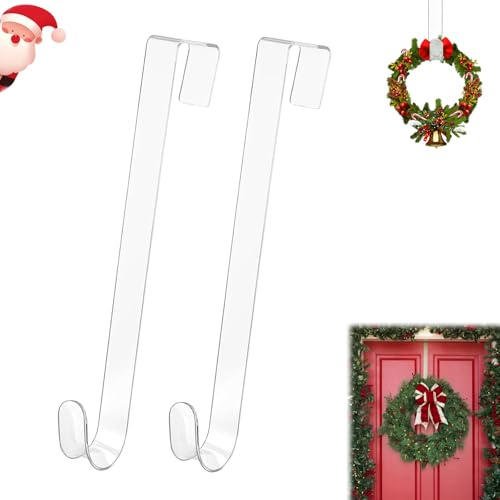 Kranzaufhänger für Weihnachtskranz,31cm Türhaken für Kränze,Kranz Aufhänger Türhaken für Weihnachten,Universal Haken,Kranzaufhänger-Haken,Transparent,Schaffen Ganz Einfach Festliche Atmosphäre,2 Stück