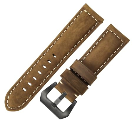 ROUREOX 22mm Echtleder Uhrenband Metallschloss für PANERAI PAM111 PAM441 | Schnellwechsel Echtleder Ersatz Uhrenarmband Metallschloss Casual Herren Damen
