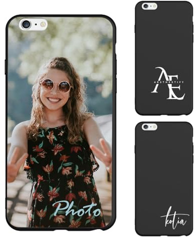 Custodia personalizzata compatibile con Apple iPhone 6s Plus/6 Plus - Cover protettiva in silicone TPU per telefono, custodia protettiva in silicone TPU, custodia morbida antiurto regalo unica, nera