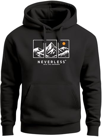 Neverless® Hoodie Herren Print Aufdruck Tryptichon Berge Wandern Natur Design Kapuzen-Pullover Männer Fashion Streetstyle