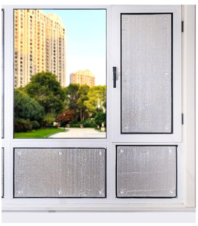 Aluminisierte Wärmeisolierung Isolierfolie für Fenster, Verdunkelungs Fenster Folie mit Saugnapf, Wiederverwendbar Blickdicht Spiegelfolie für Dachfenster Mieter Altbau(100x140cm)