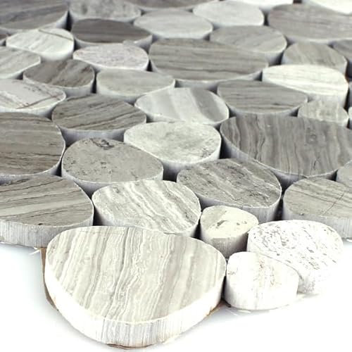 Marmor Kiesel Mosaik Fliesen Grau Poliert