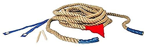 BS Toys Tauziehen - Tauziehen Seil - Spiele für Draussen - Ab 8 Jahren - für Kindergeburtstag - Kordel seil mit Baumwolltasche - Braun - 2 Meter Länge