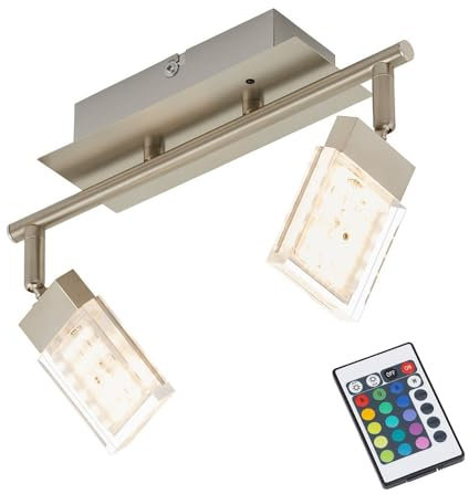 Briloner Leuchten 2530-022 LED Deckenstrahler, Farbsteuerung/Farbwechsel mit Fernbedienung, dimmbar, schwenkbar
