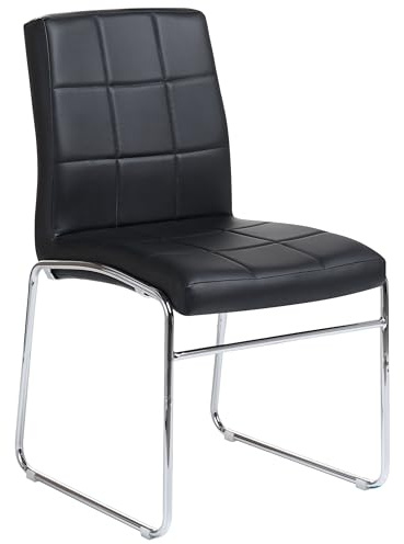Konferenzstuhl 2er Set Kunstleder schwarz gesteppt ohne Armlehnen Kiron
