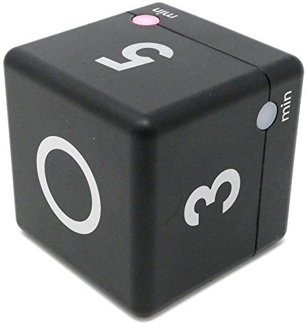 TFA Dostmann Minuteur numérique Cube avec Alarme sonore et LED - 3-5-7-10 Minutes, minuteur réglable à Piles, Pratique pour la Cuisine et Le Bureau, Noir