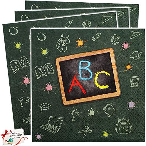 alles-meine.de GmbH 20 Stück Servietten - Buchstaben - ABC/Alphabet - Pappgeschirr - Partygeschirr/Partyset - Schulanfang/Schuleinführung - zum Geburtstag/Kindergeburts..