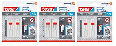 Tesa Clou adhésif réglable pour papier peint et plâtre, 6 Klebenägel