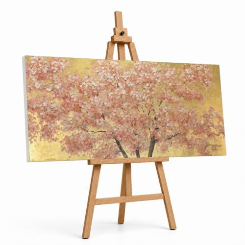 KunstLoft Acrylgemälde 'Erster Blumenduft' 120x60cm | 100% handgemaltes Leinwandbild | Blüten in Rosa Braun | signiertes Unikat mit Echtheitszertifikat