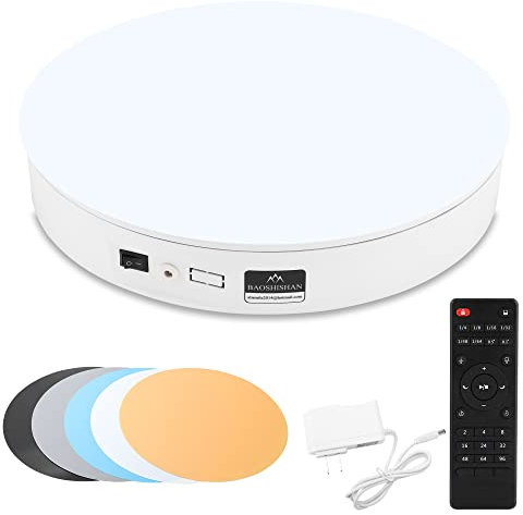BAOSHISHAN Elektrischer drehbarer Plattenspieler 20kg 20cm Displaytisch für Live-Videofotografie Fernbedienung automatischer Plattenspieler (weiß)